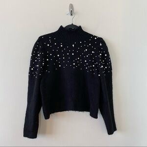 Zara-Knit Sweater with Faux Pearls (Large)